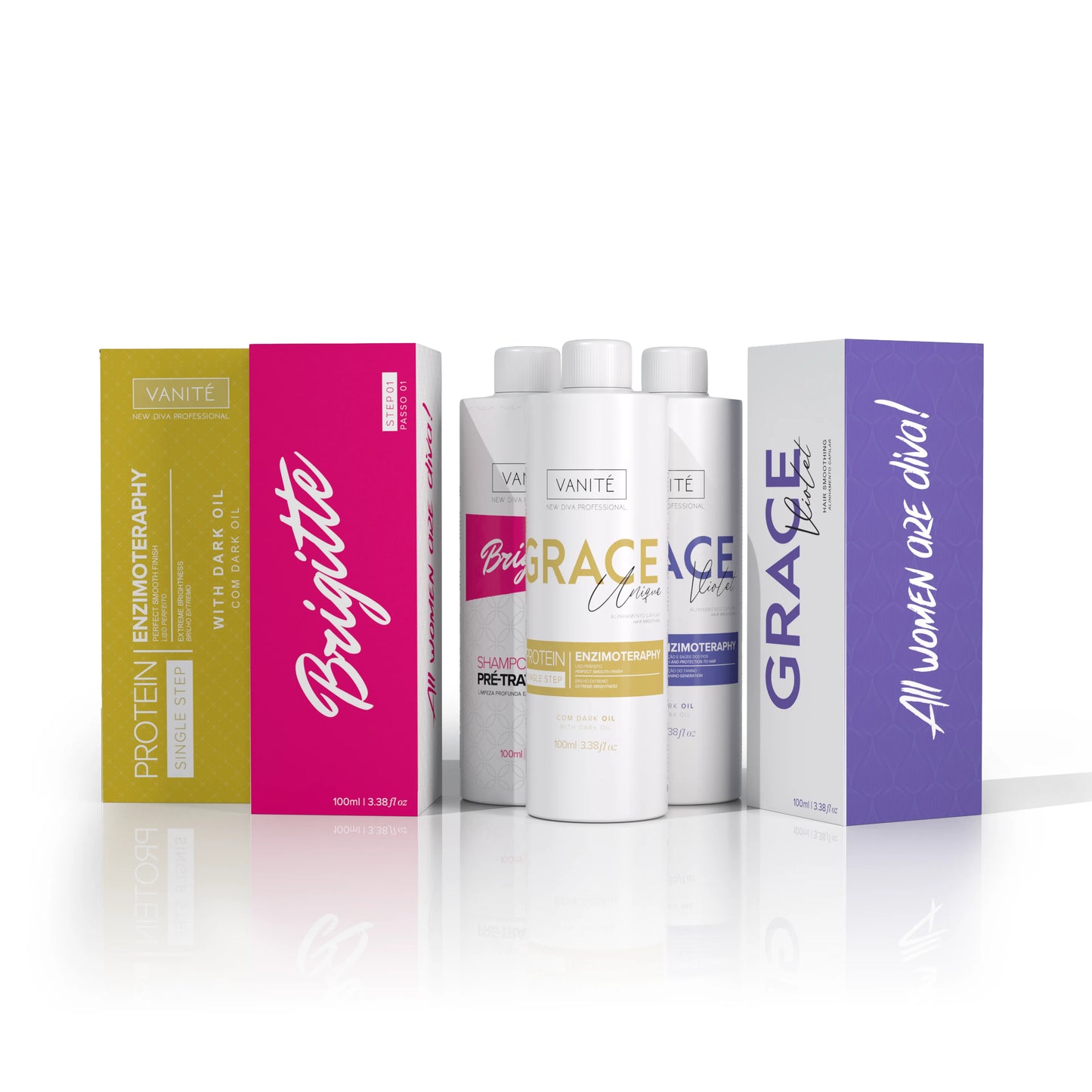 Kit - 1  unit Grace Enzimoteraphy Unique + 1  unit Grace Enzimoteraphy Violet + 1 unit Brigitte Pre-Treatment Shampoo | 100ml