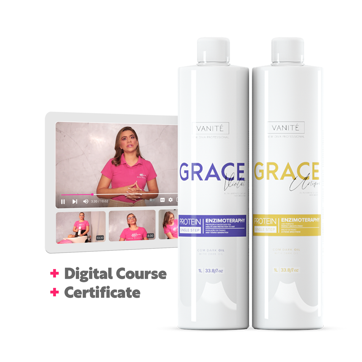 Kit - Grace Enzimoteraphy Unique + Grace Enzimoteraphy Violet | 1000ml (33.8 fl oz) + Digital Access Course  + Certificate