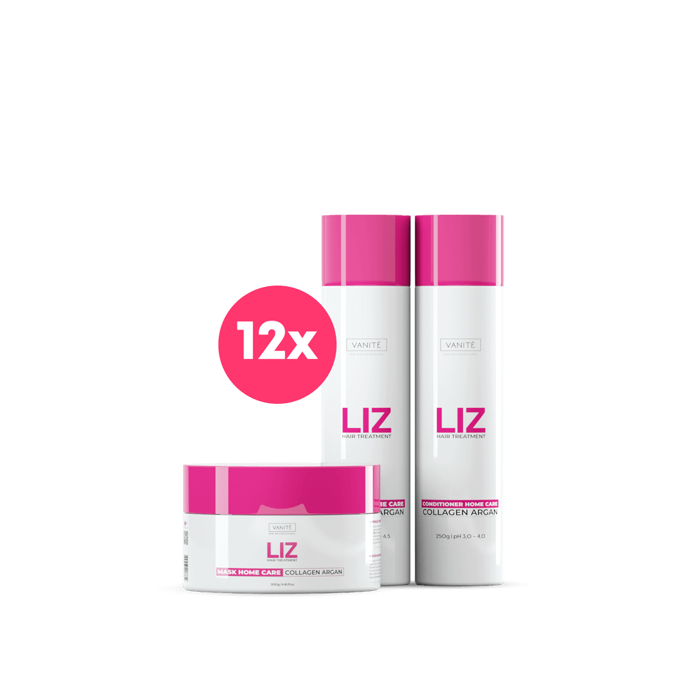 Kit - 12 Units Home Care Liz | 12 Shampoos + 12 Conditioners + 12 Masks | For All Hair Types - Make Beauty International