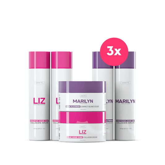 3 Units Kit Home Care Liz + 3 Units Kit Home Care Marilyn | 6 Shampoos + 6 Conditioners + 6 Masks - Make Beauty International