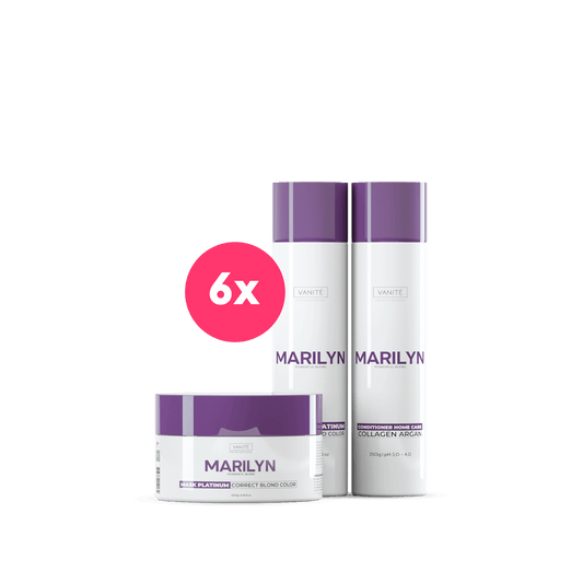 Kit - 6 Units Home Care Marlyn | 6 Shampoos + 6 Conditioners + 6 Masks | For Blondes and Grays - Make Beauty International