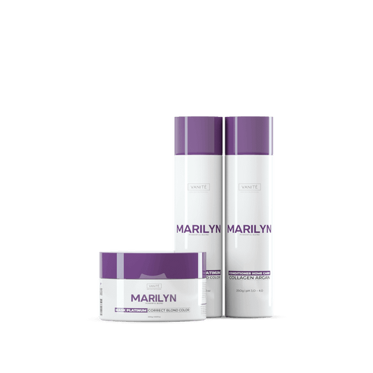 Kit Home Care Marilyn | 01 Shampoo 250ml + 01 Conditioner 250ml + 01 Mask 300g | For Blondes and Grays - Make Beauty International