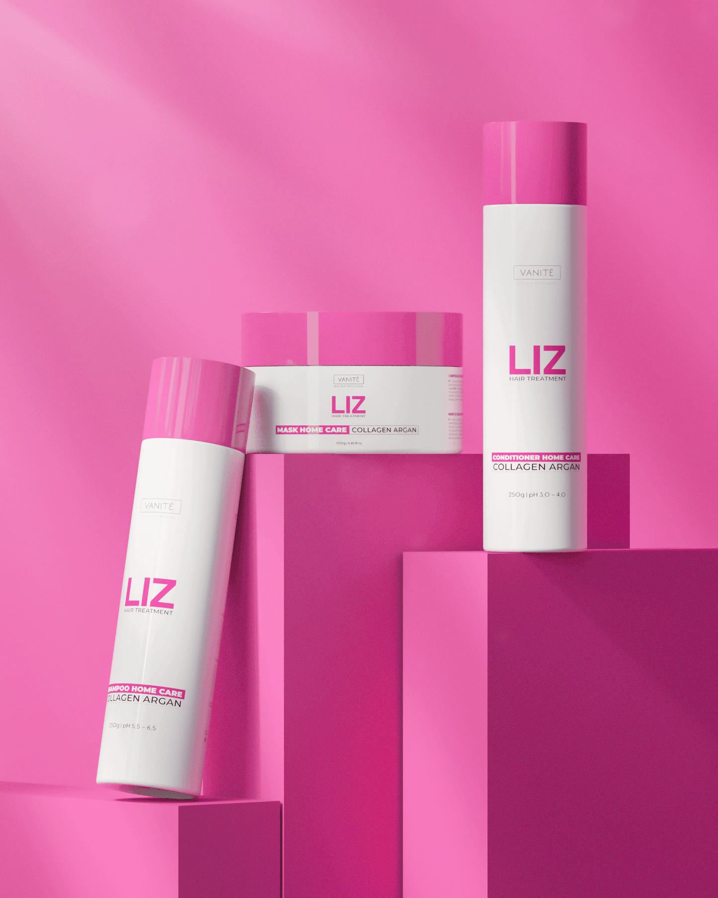Kit Home Care Liz | 01 Shampoo 250ml+ 01 Conditioner 250ml + 01 Mask 300g | For All Hair Types - Make Beauty International