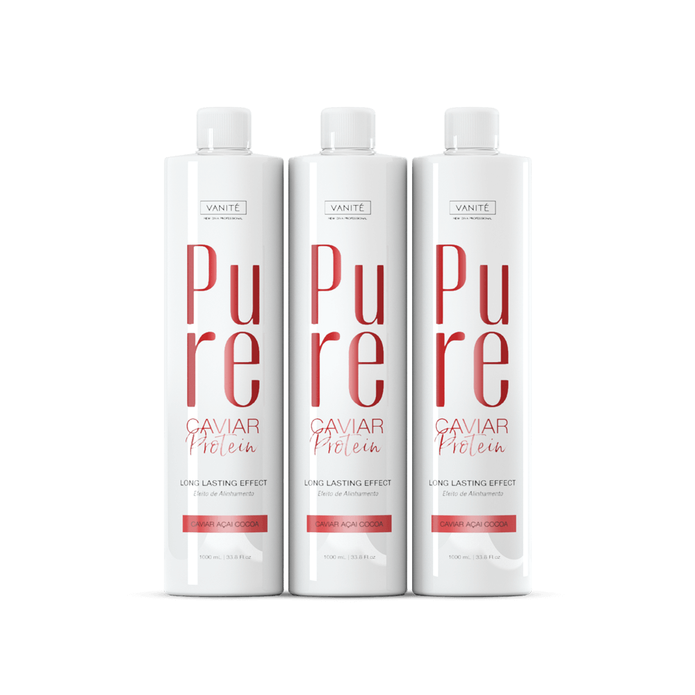Kit - 3 Units Pure Protein | Semi Definitive Organic and Formaldehyde Free | For All Hair Types | 1000ml (33.8 fl oz) - Make Beauty International