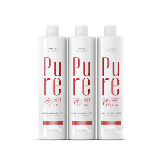 Kit - 3 Units Pure Protein | Semi Definitive Organic and Formaldehyde Free | For All Hair Types | 1000ml (33.8 fl oz) - Make Beauty International