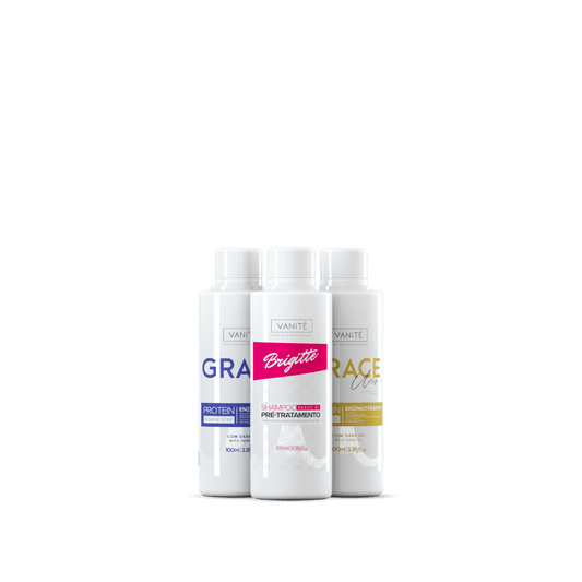 Kit - 1 unit Grace Enzimoteraphy Unique + 1 unit Grace Enzimoteraphy Violet + 1 unit Brigitte Pre-Treatment Shampoo | 100ml - Make Beauty International